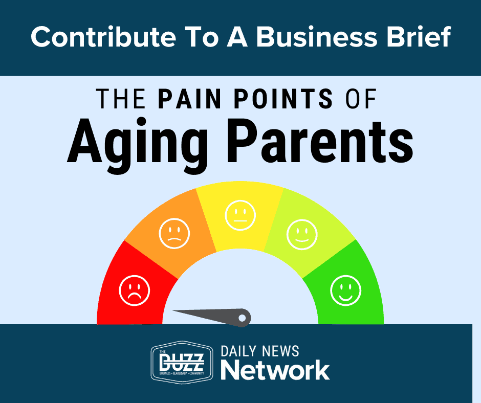 "Contribute to a Business Brief" titled the pain points of aging parents